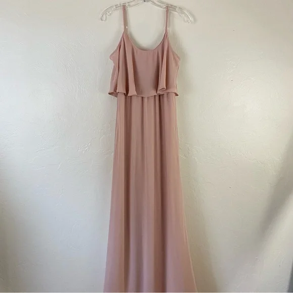 Show me your MuMu Size XS Blush Pink Caitlin Ruffle Spaghetti Strap Maxi Dress - Picture 2 of 7
